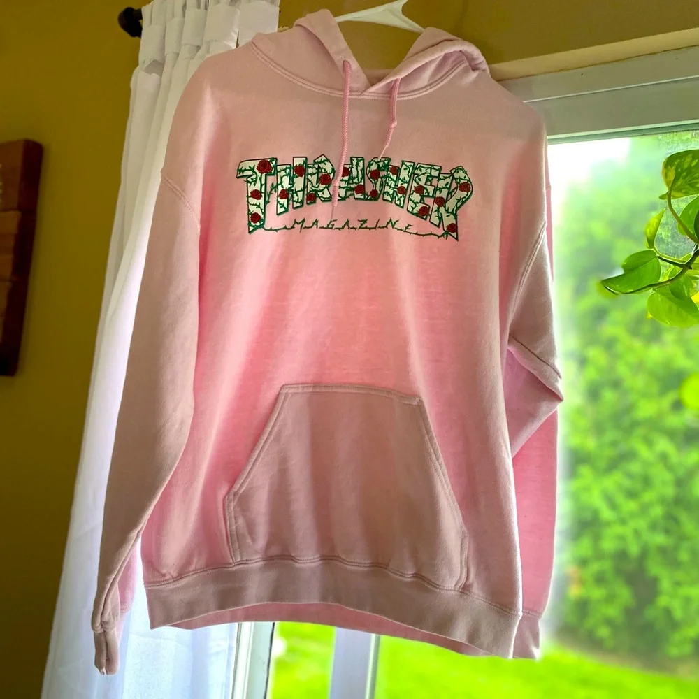 SOLD-Thrasher pink hoodie M - Picture 2 of 3